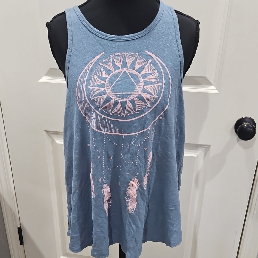 O'Neill Sky Blue Tank with Pink Feather Design